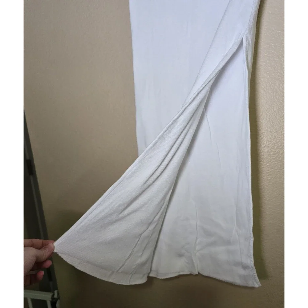 Cotton Citizen Melbourne Midi Skirt Women’s XS White Ribbed Slit/ Stretch NWOT